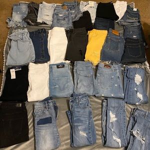 VARIETY OF ALL SORTS OF JEANS / SHORTS / SKIRTS / LEGGINGS.  HOLISTER & PINK